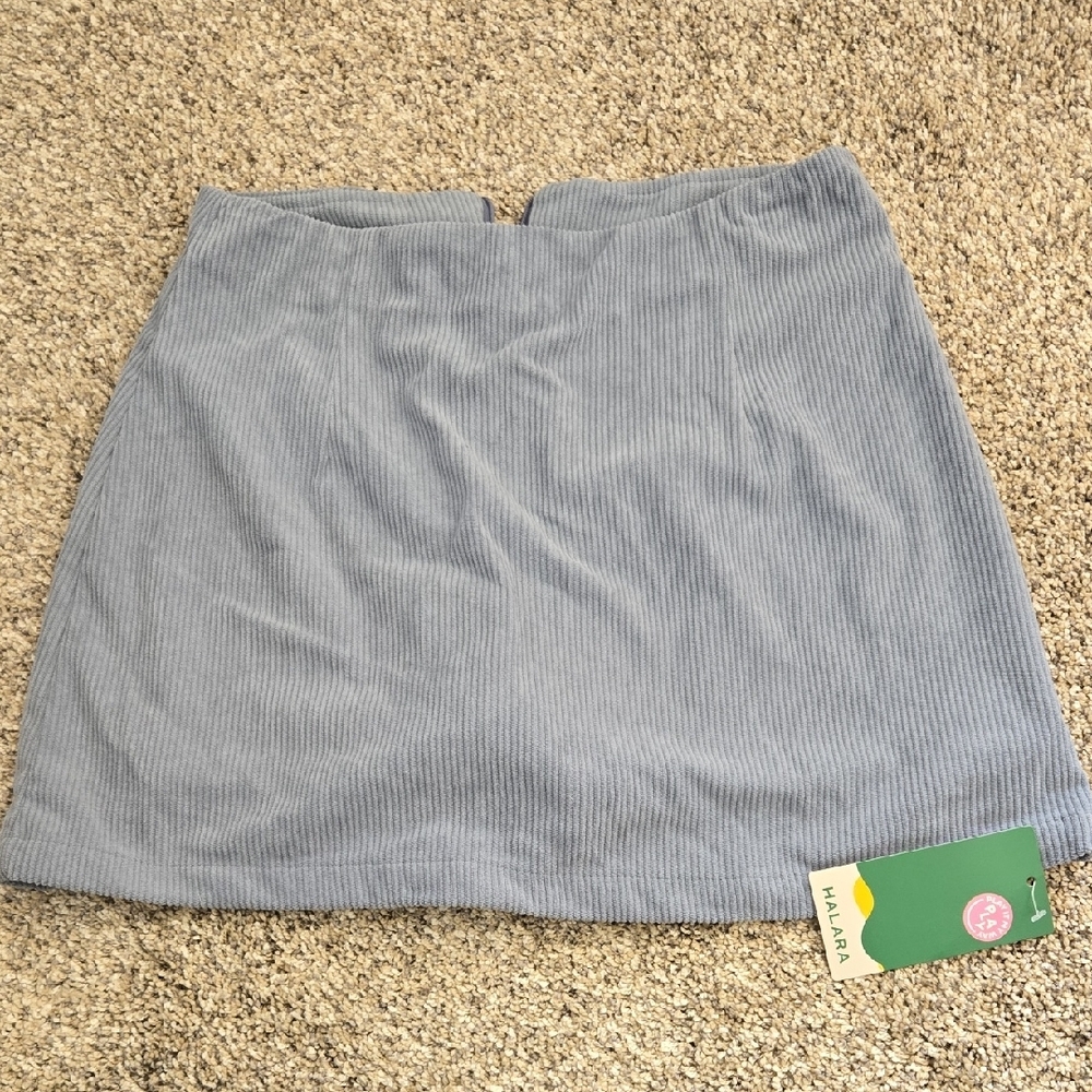 Halara Blue Corduroy Skirt With Shorts Built In